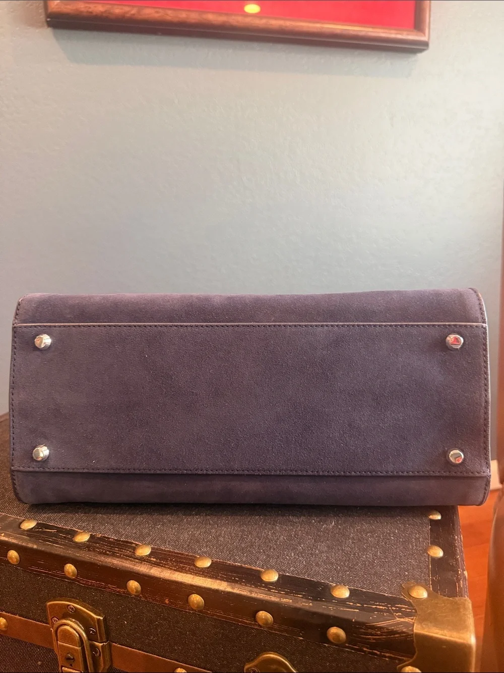Veronica Beard Navy Suede Dash Bag